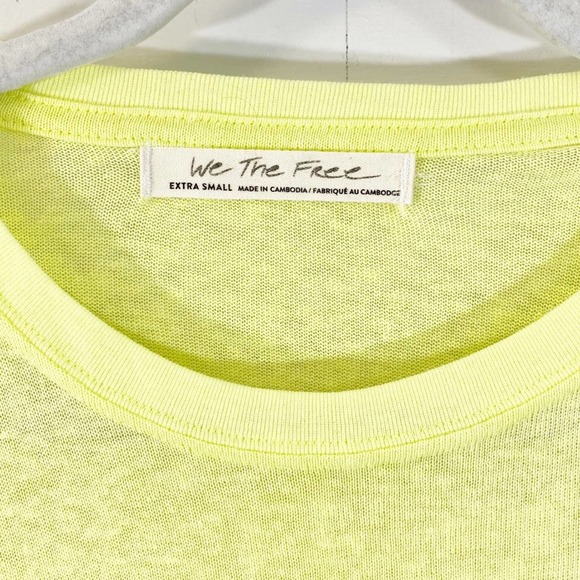 Free People T-Shirt XS Wipeout Neon Green Graphic Short Sleeve Catch Waves NWT - Picture 5 of 9